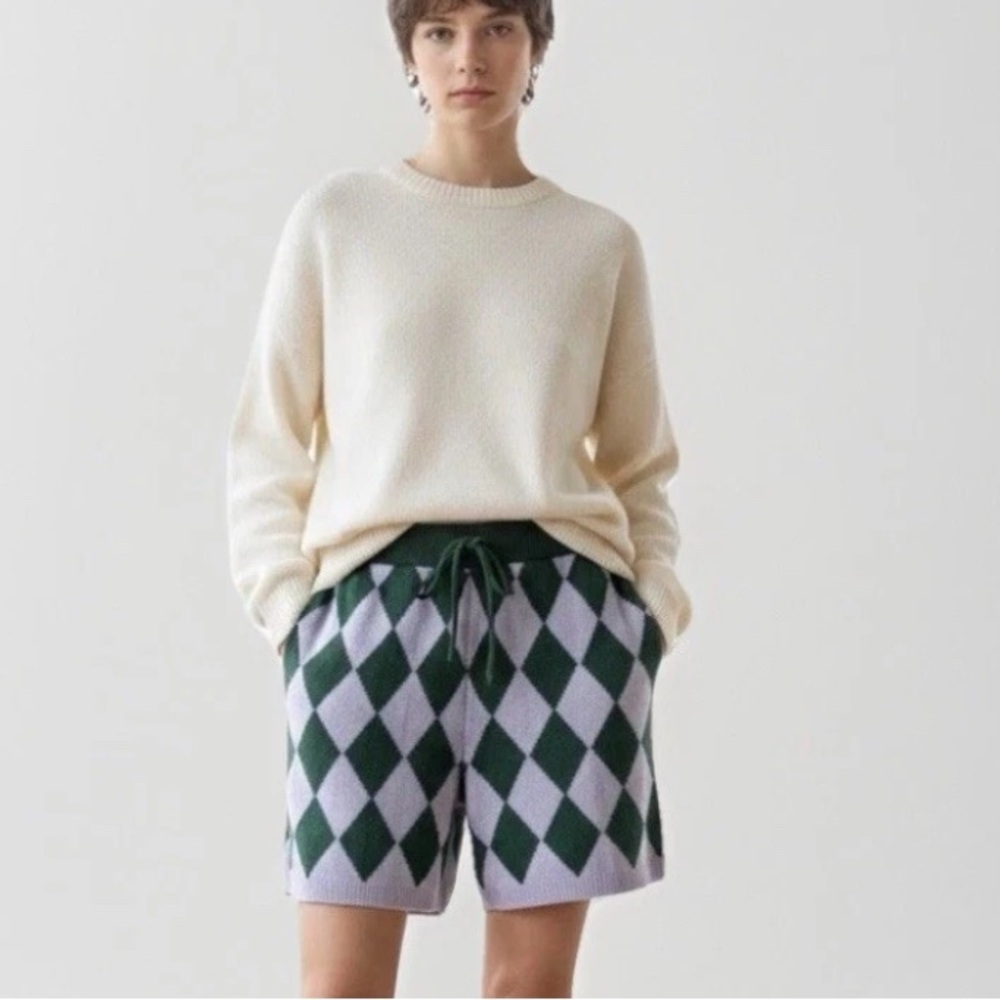 Nordstrom Be Proud Gender Pride Argyle Knit Sweater Shorts Green Purple XSMAL